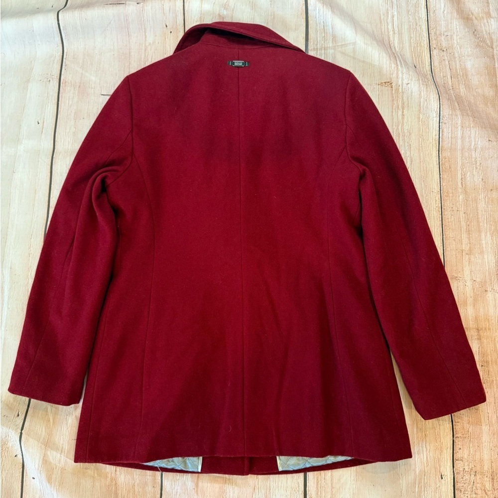 Calvin Klein Wool Blend Peacoat Size Large Women's Dark Red Jacket Zipper Front - Picture 7 of 7
